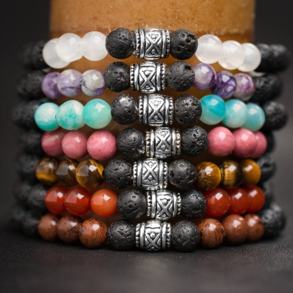 7 Chakra Aromatherapy Stretch Bracelet Stack 6 Mm Beads - Handmade To Order